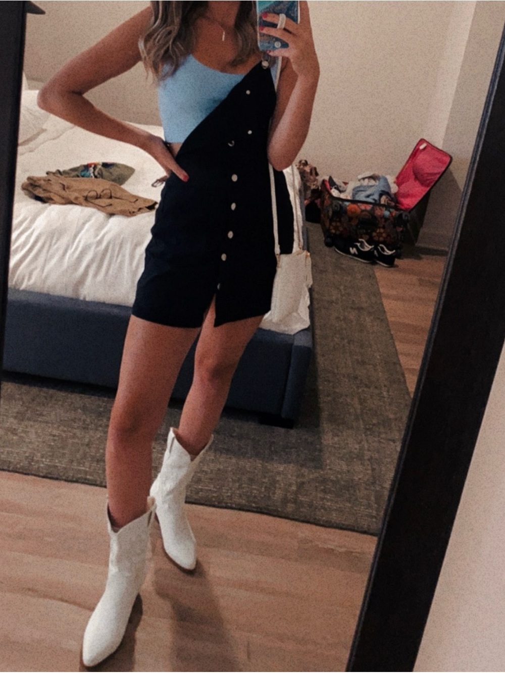 Black Button-Front overall  Jean Dress